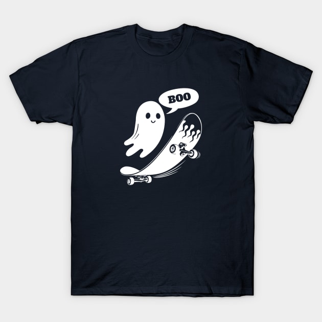 spooky boo on skateboarding T-Shirt by bimario